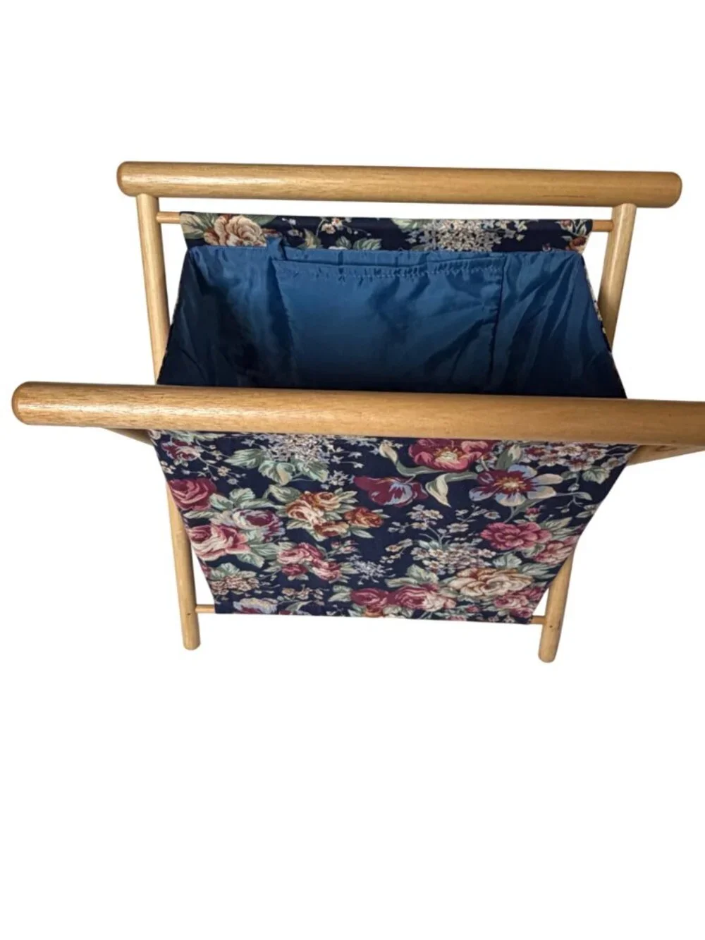Vintage Floral Folding Stand Up Knitting Craft Sewing Yarn Basket Holder